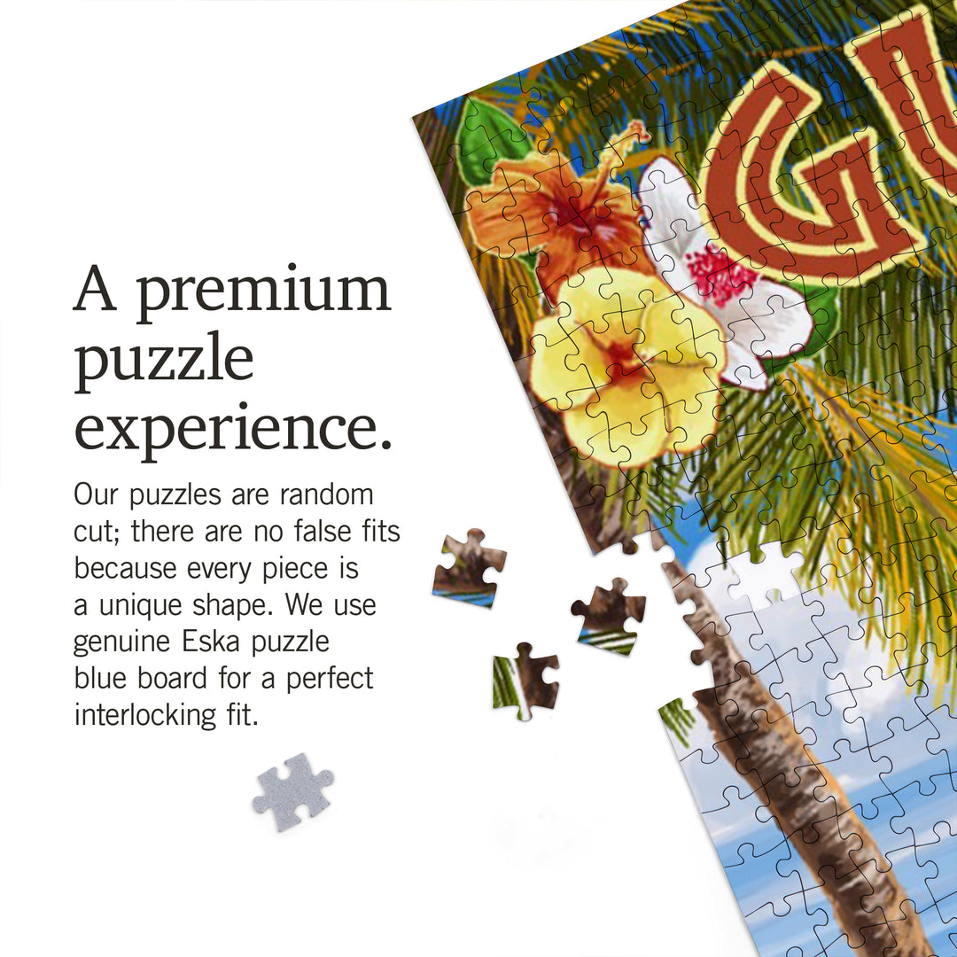 Guam, Hula Girl on Coast, Jigsaw Puzzle Puzzle Lantern Press 