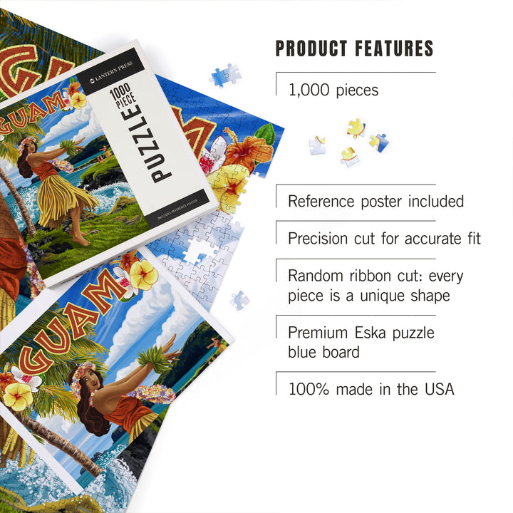 Guam, Hula Girl on Coast, Jigsaw Puzzle Puzzle Lantern Press 