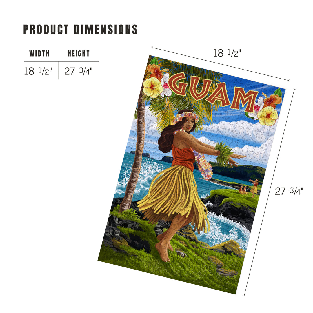 Guam, Hula Girl on Coast, Jigsaw Puzzle Puzzle Lantern Press 