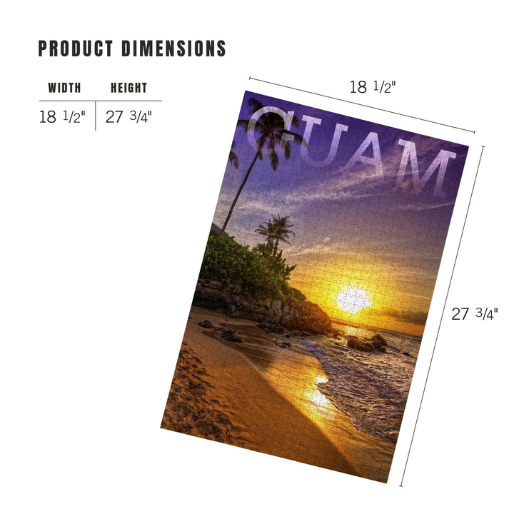 Guam, Sunset and Palm, Jigsaw Puzzle Puzzle Lantern Press 