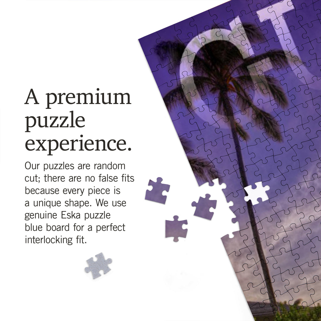 Guam, Sunset and Palm, Jigsaw Puzzle Puzzle Lantern Press 