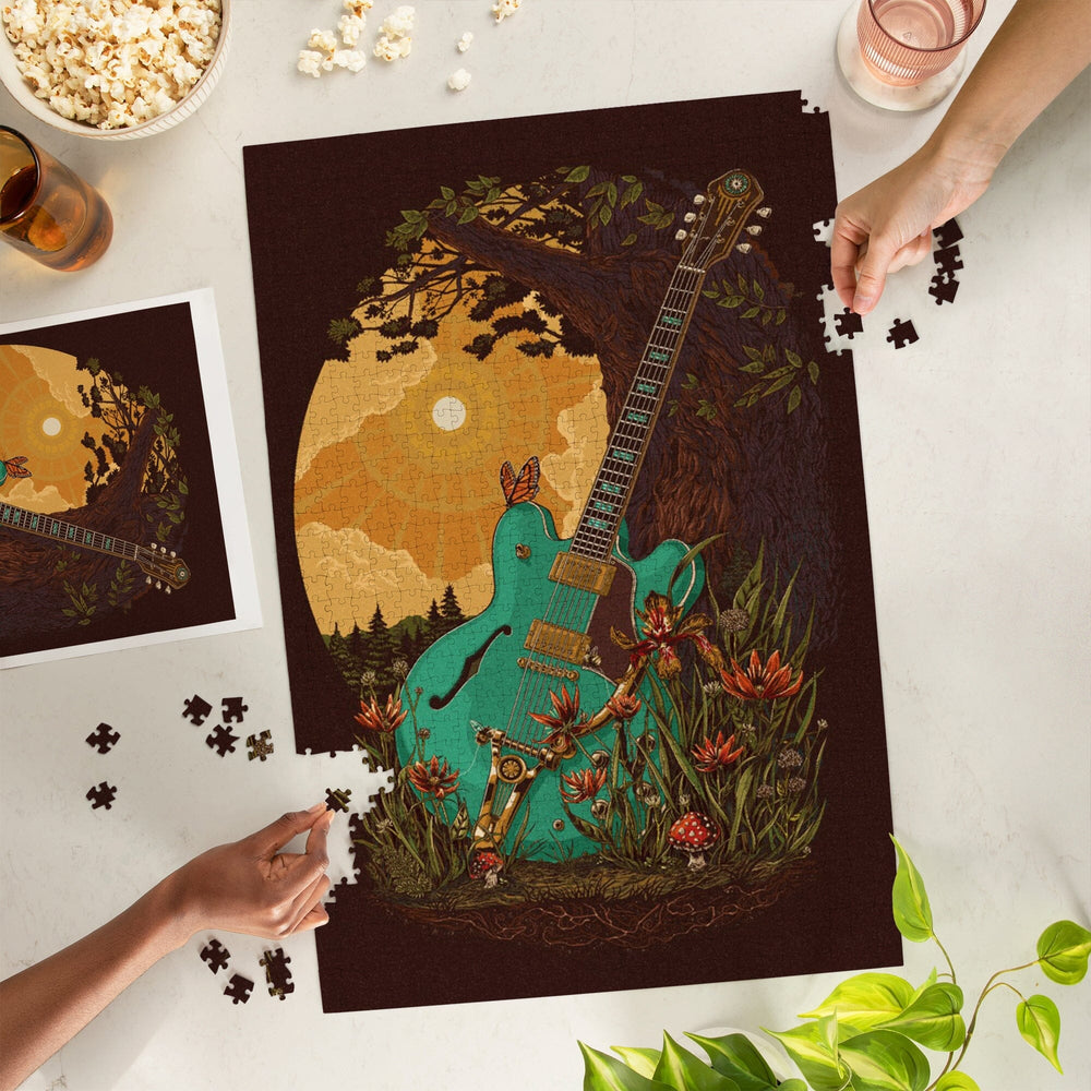 Guitar and Tree, Jigsaw Puzzle Puzzle Lantern Press 