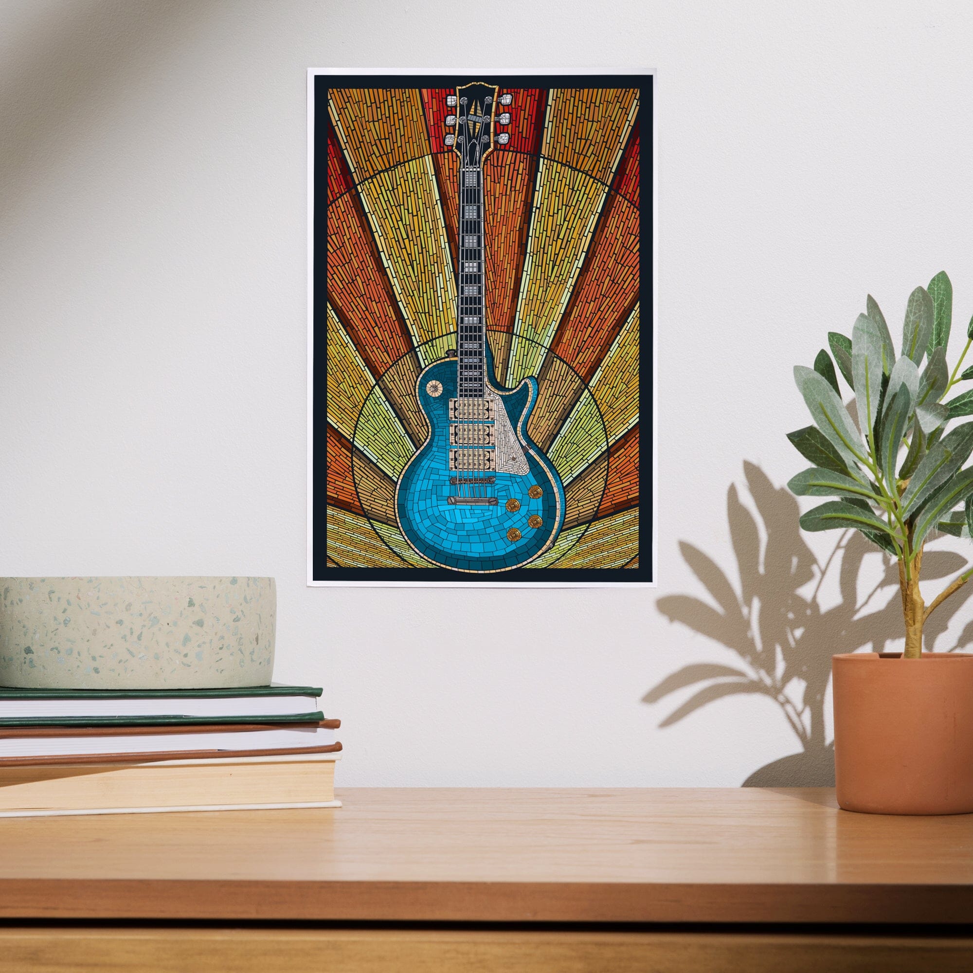 Guitar, Mosaic art prints, metal signs – Lantern Press