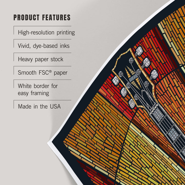 Guitar, Mosaic, Art & Giclee Prints - Lantern Press
