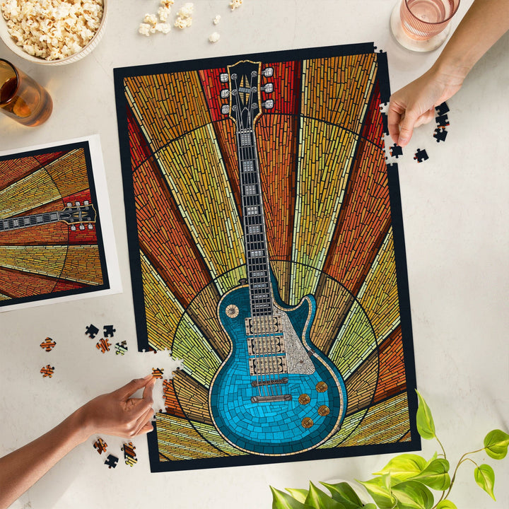 Guitar, Mosaic, Jigsaw Puzzle Puzzle Lantern Press 