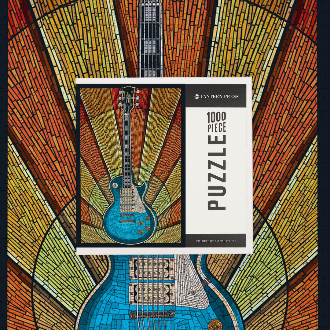 Guitar, Mosaic, Jigsaw Puzzle Puzzle Lantern Press 