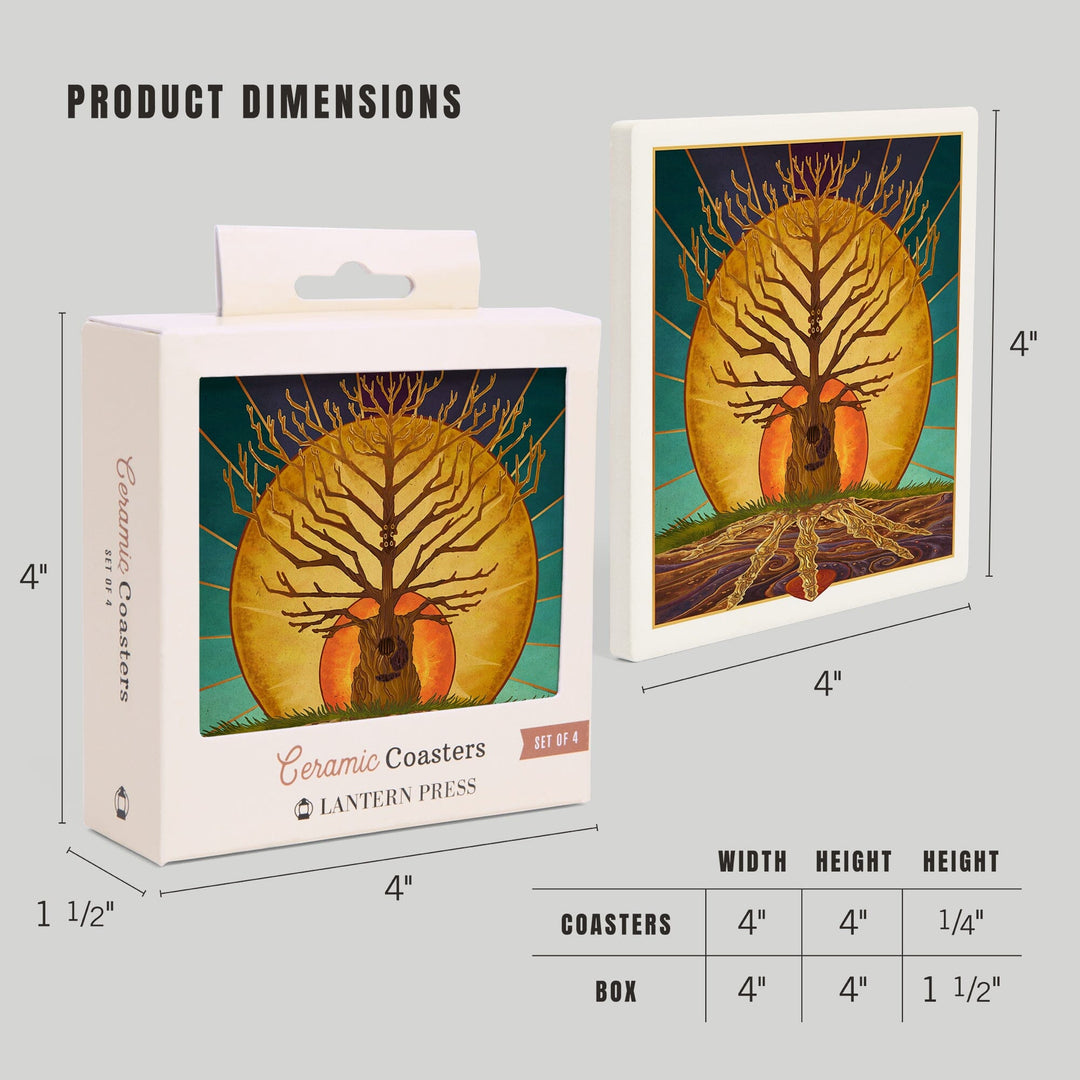 Guitar Tree, Lantern Press Artwork, Coaster Set - Lantern Press