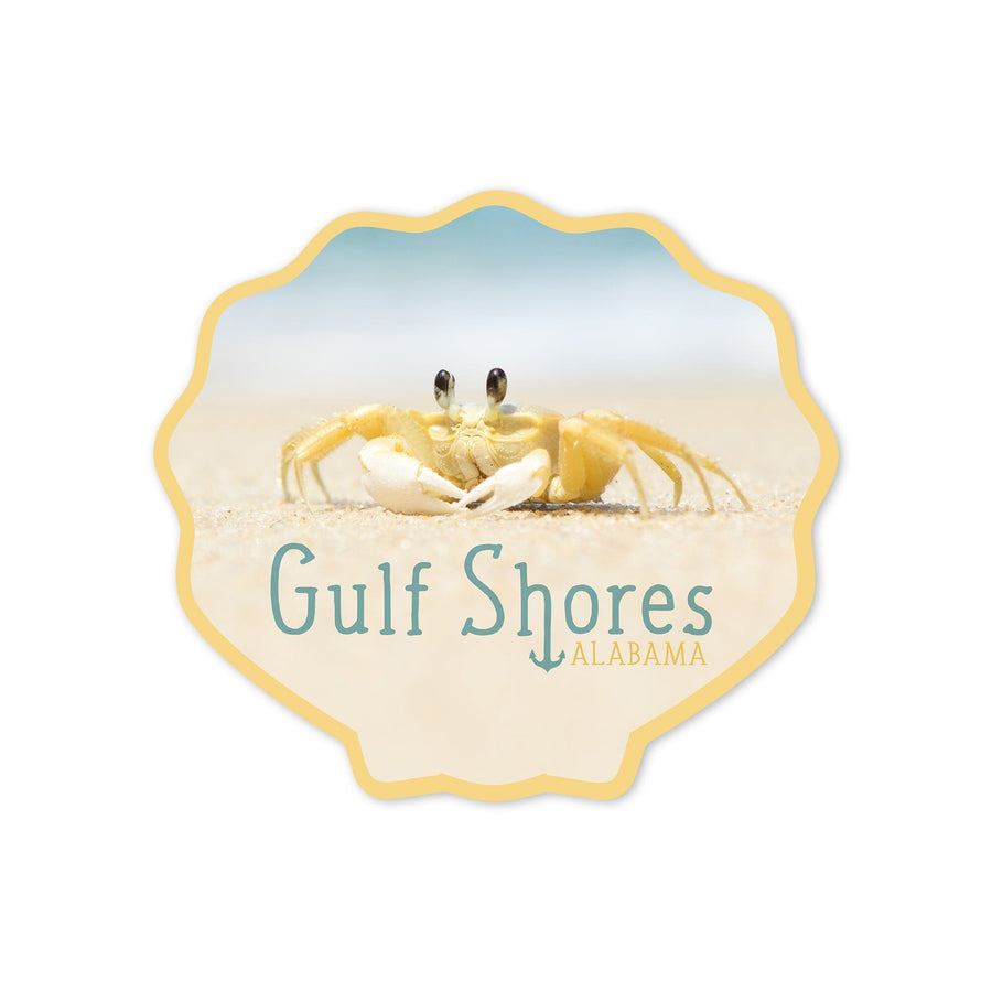 Gulf Shores, Alabama, Crab on Beach, Contour, Lantern Press Photography, Vinyl Sticker - Lantern Press