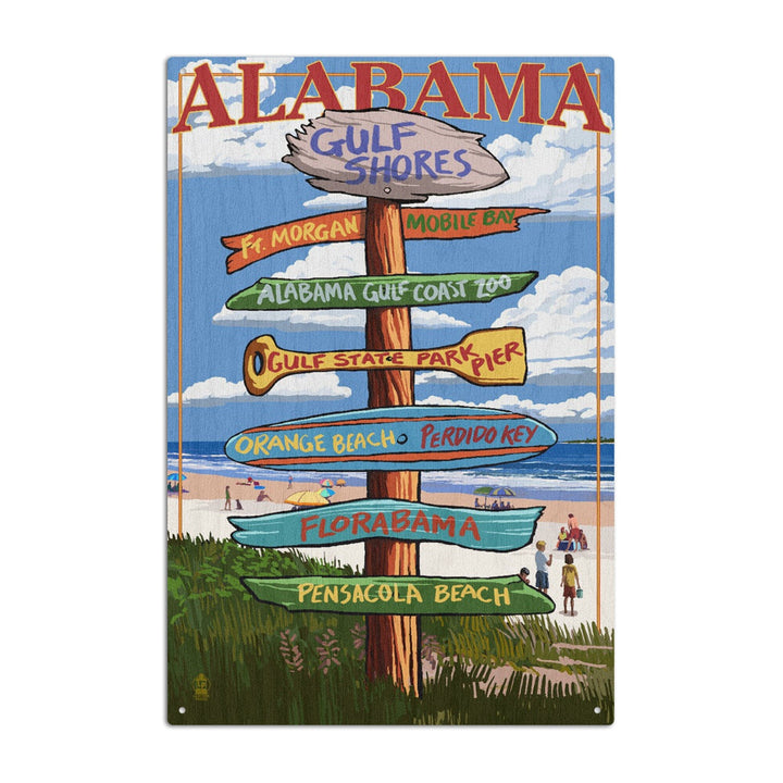 Gulf Shores, Alabama, Destinations Sign, Lantern Press Artwork, Wood Signs and Postcards Wood Lantern Press 10 x 15 Wood Sign 