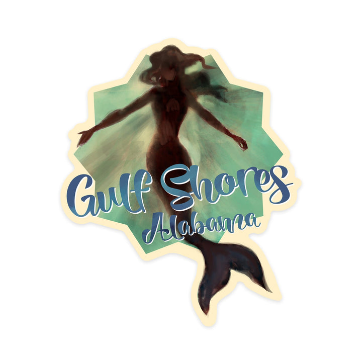 Gulf Shores, Alabama, Mermaid Underwater, Contour, Vinyl Sticker Sticker Lantern Press 