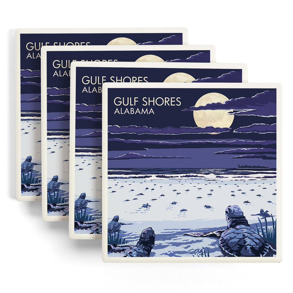 Gulf Shores, Alabama, Sea Turtles, Coasters Coasters Lantern Press 