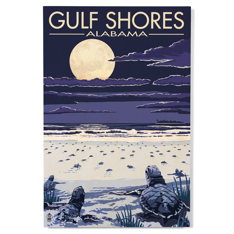 Gulf Shores, Alabama, Sea Turtles, Lantern Press Artwork, Wood Signs and Postcards Wood Lantern Press 