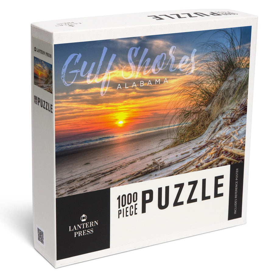 Gulf Shores, Alabama, Sunset on Beach, Jigsaw Puzzle Puzzle Lantern Press 