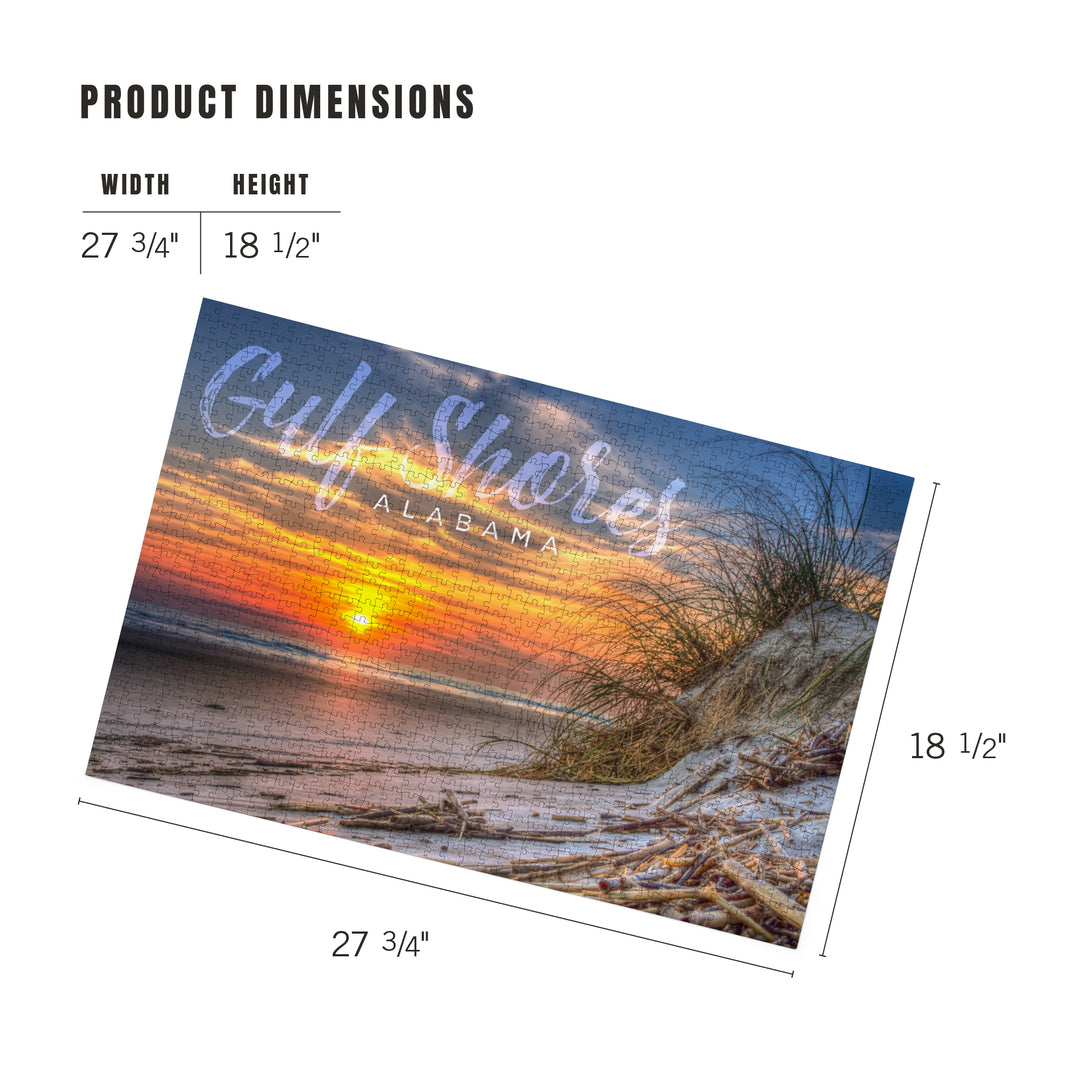 Gulf Shores, Alabama, Sunset on Beach, Jigsaw Puzzle Puzzle Lantern Press 