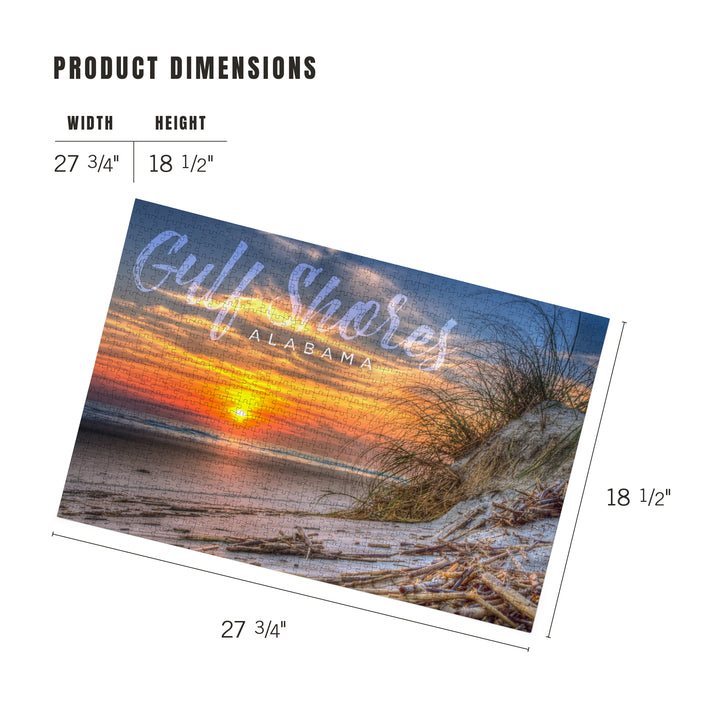 Gulf Shores, Alabama, Sunset on Beach, Jigsaw Puzzle Puzzle Lantern Press 