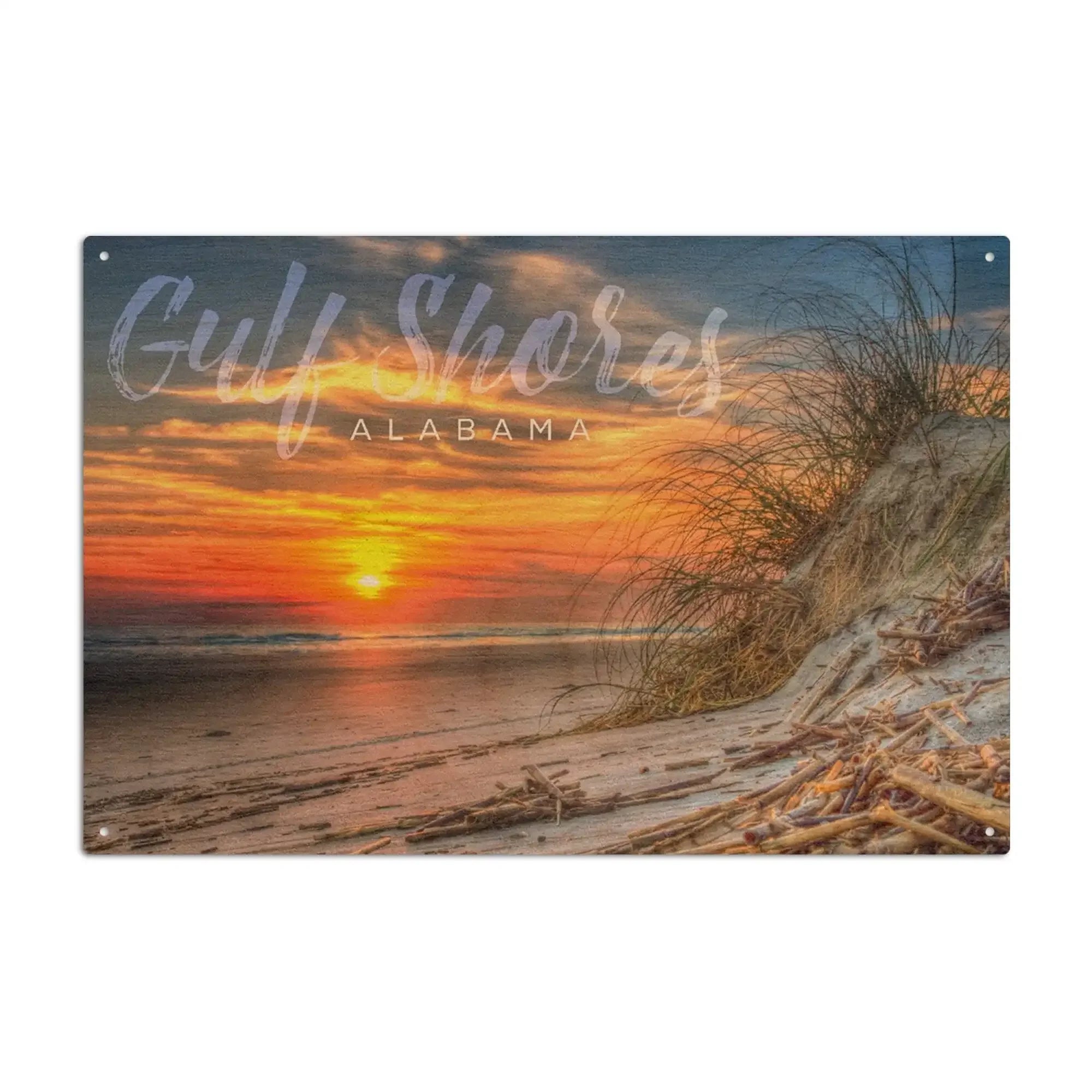 Gulf Shores, Alabama, Sunset on Beach, Lantern Press Photography, Wood
