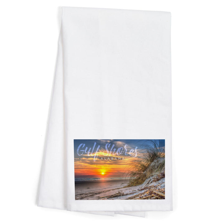 Gulf Shores, Alabama, Sunset on Beach, Organic Cotton Kitchen Tea Towels Kitchen Lantern Press 