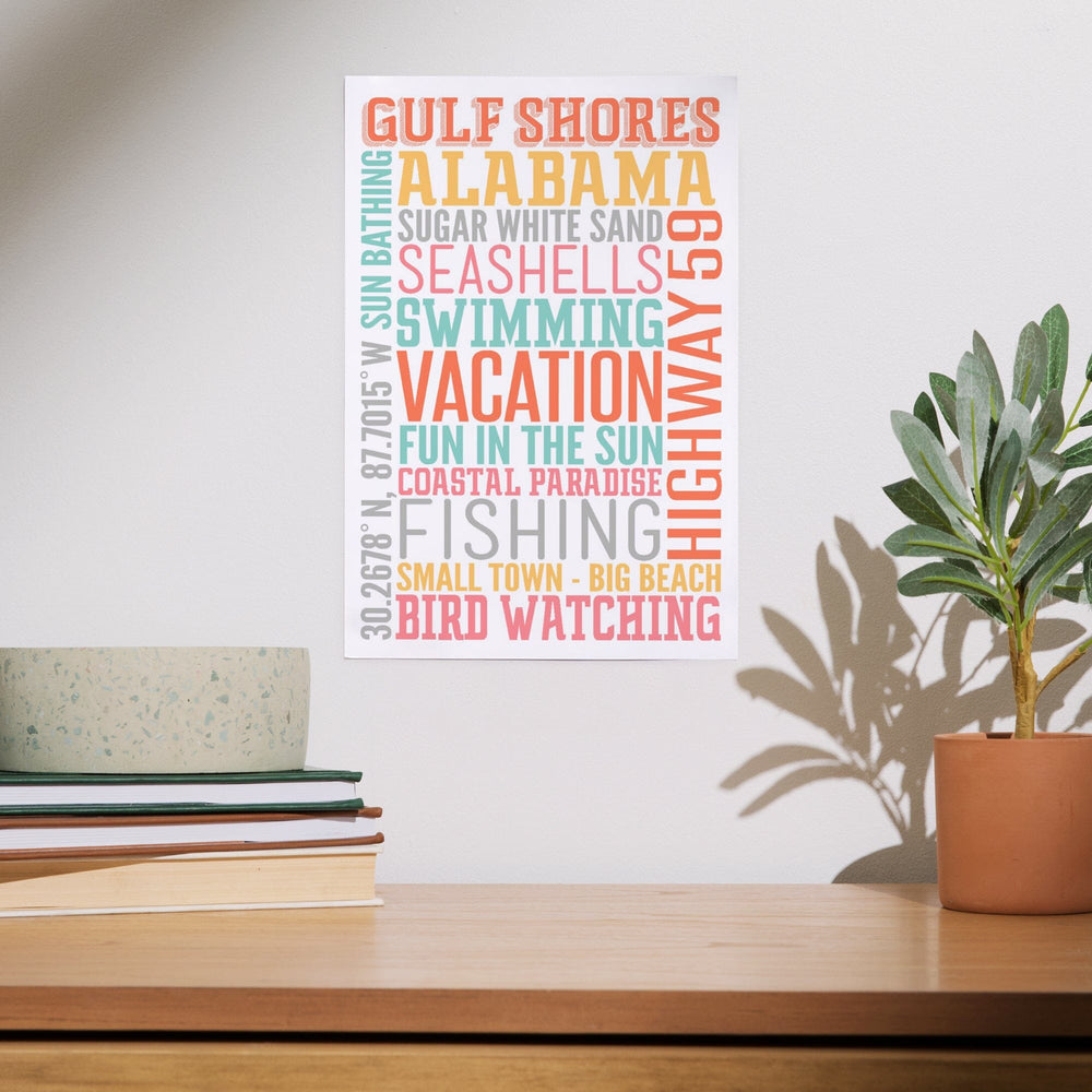 Gulf Shores, Alabama, Typography, Art & Giclee Prints Art Lantern Press 