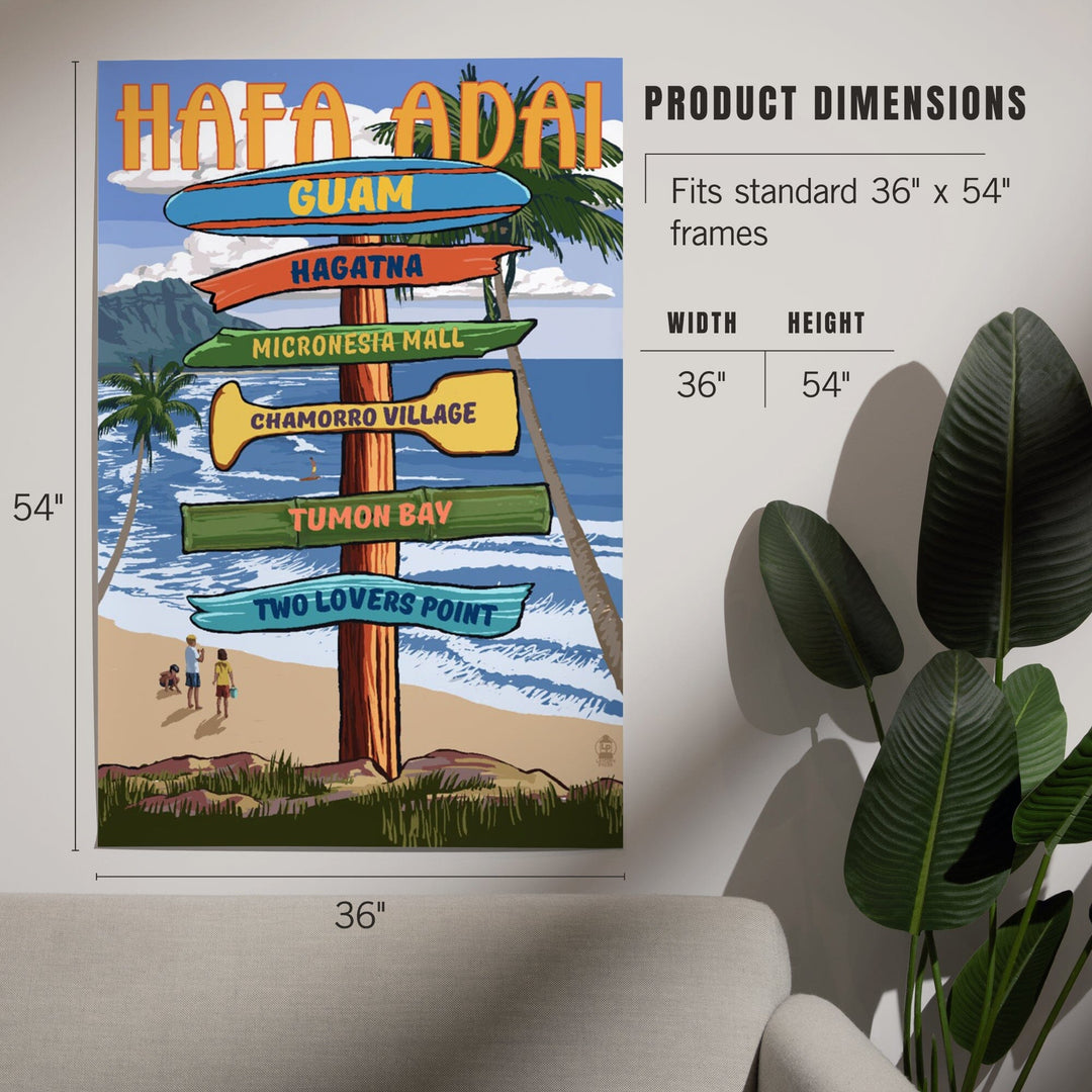 Hafa Adai, Guam, Destination Signpost, Art & Giclee Prints Art Lantern Press 