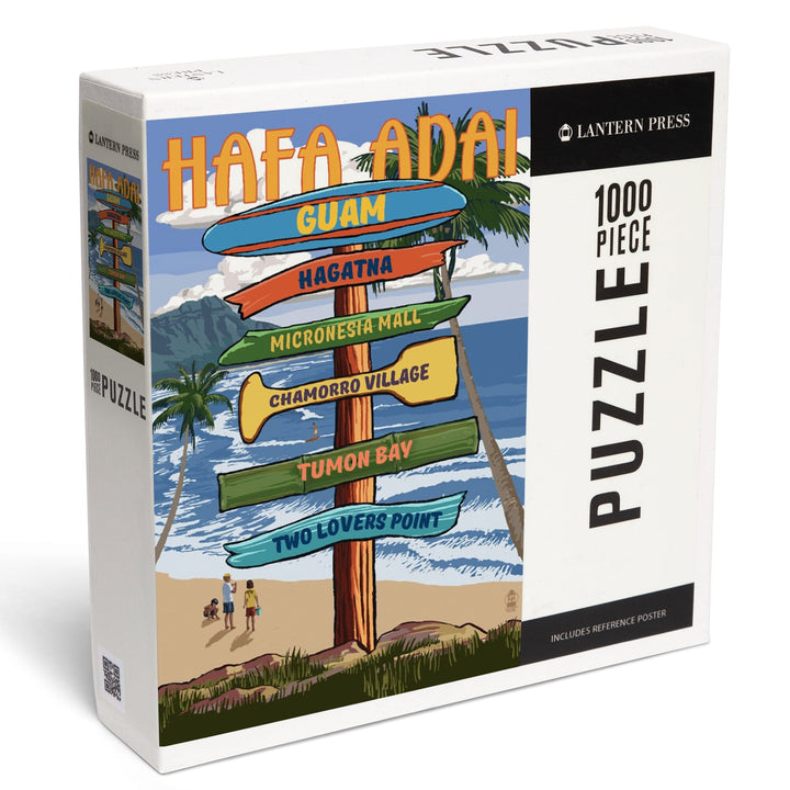 Hafa Adai, Guam, Destination Signpost, Jigsaw Puzzle Puzzle Lantern Press 