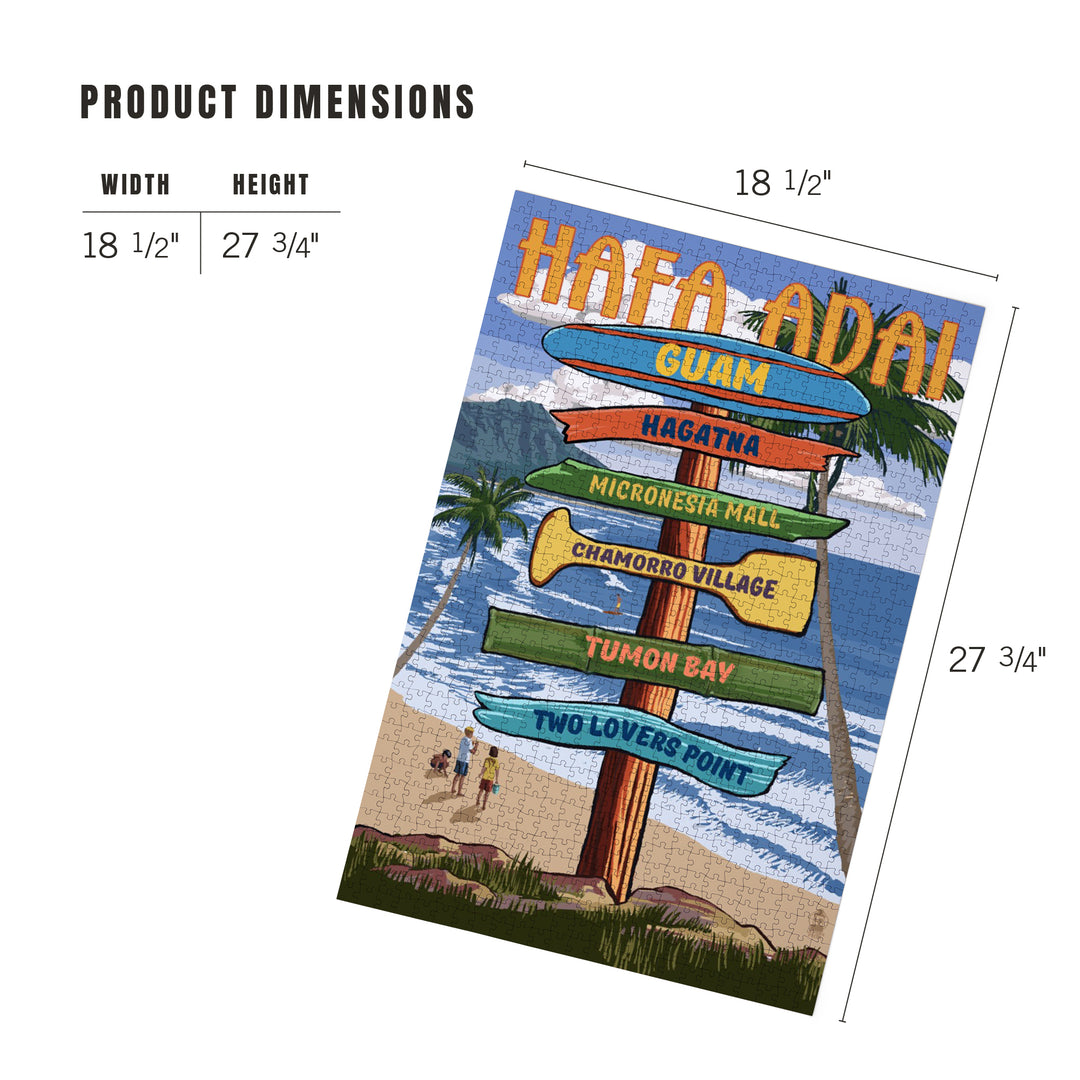 Hafa Adai, Guam, Destination Signpost, Jigsaw Puzzle Puzzle Lantern Press 