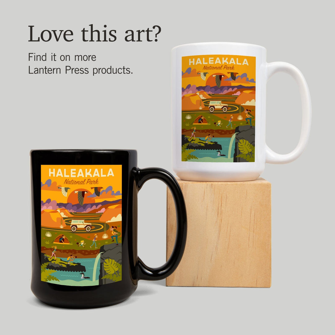 Haleakala National Park, Hawaii, Geometric National Park Series, Lantern Press Artwork, Ceramic Mug Mugs Lantern Press 