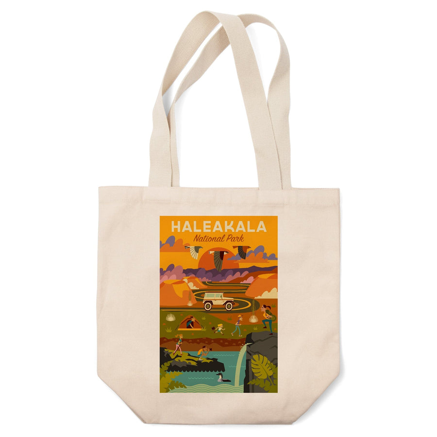 Haleakala National Park, Hawaii, Geometric National Park Series, Lantern Press Artwork, Tote Bag Totes Lantern Press 
