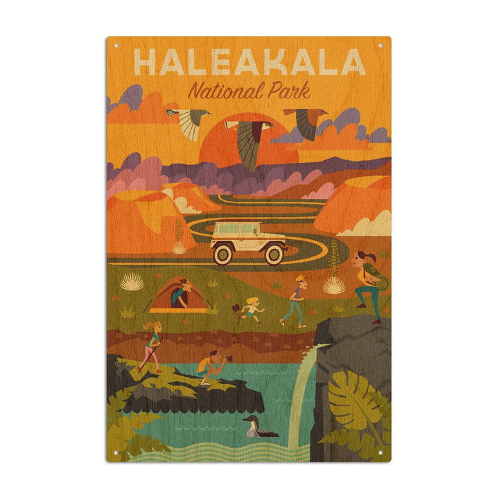 Haleakala National Park, Hawaii, Geometric National Park Series, Lantern Press Artwork, Wood Signs and Postcards Wood Lantern Press 10 x 15 Wood Sign 