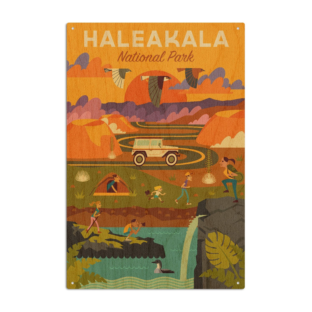 Haleakala National Park, Hawaii, Geometric National Park Series, Lantern Press Artwork, Wood Signs and Postcards - Lantern Press