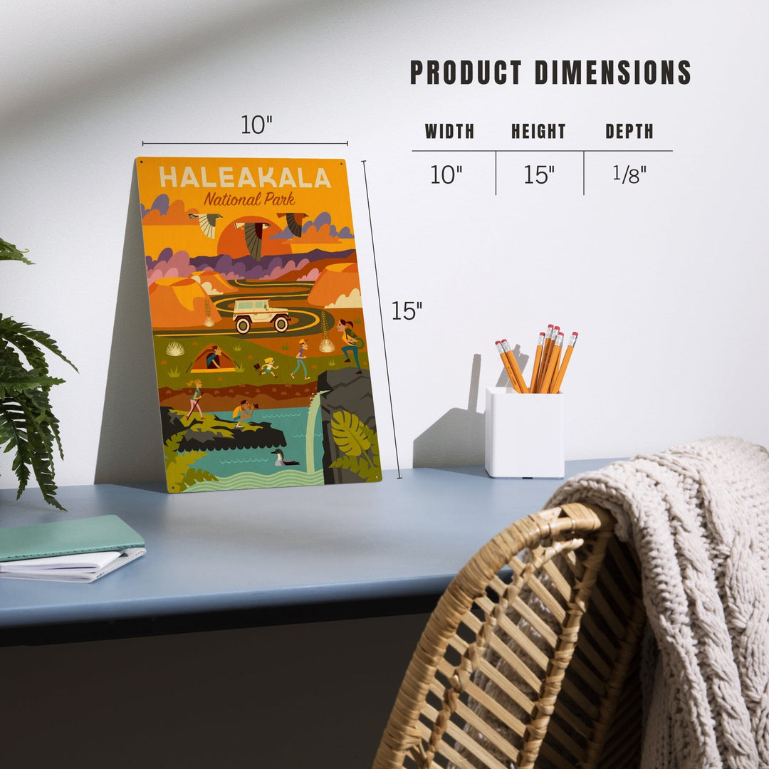 Haleakala National Park, Hawaii, Geometric National Park Series, Lantern Press Artwork, Wood Signs and Postcards Wood Lantern Press 