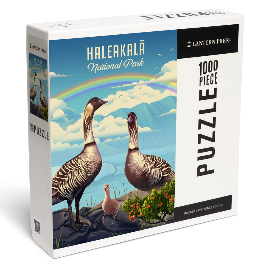Haleakala National Park, Hawaii, Lithograph Wildlife Series, Nene, Jigsaw Puzzle Puzzle Lantern Press 