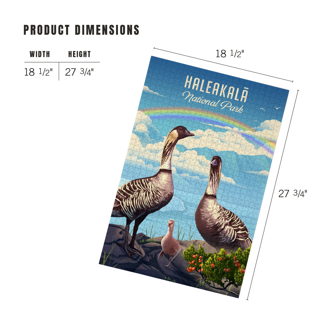 Haleakala National Park, Hawaii, Lithograph Wildlife Series, Nene, Jigsaw Puzzle Puzzle Lantern Press 