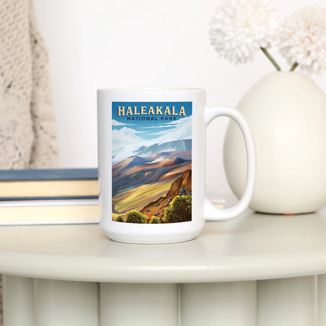 Haleakala National Park, Hawaii, Oil Painting, Lantern Press Artwork, Ceramic Mug Mugs Lantern Press 