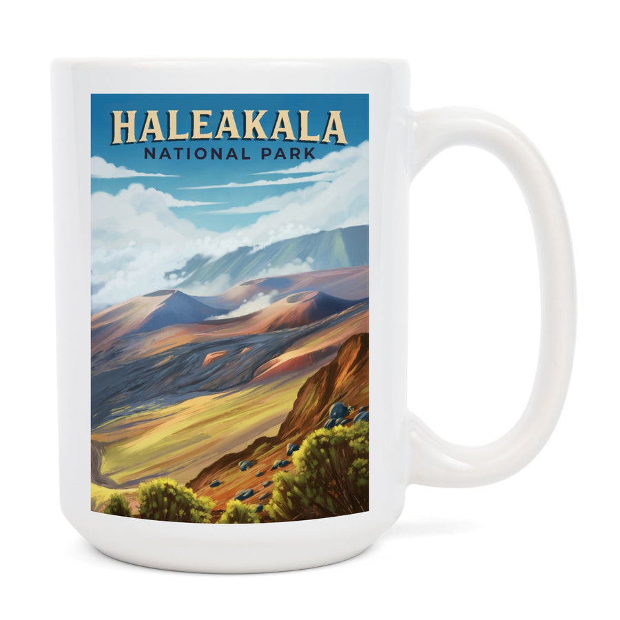 Haleakala National Park, Hawaii, Oil Painting, Lantern Press Artwork, Ceramic Mug Mugs Lantern Press 