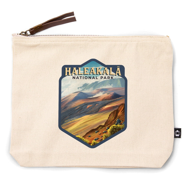 Haleakalā National Park, Hawaii, Oil Painting,, Organic Cotton Zipper Pouch, Go Bag Go Bag Lantern Press 