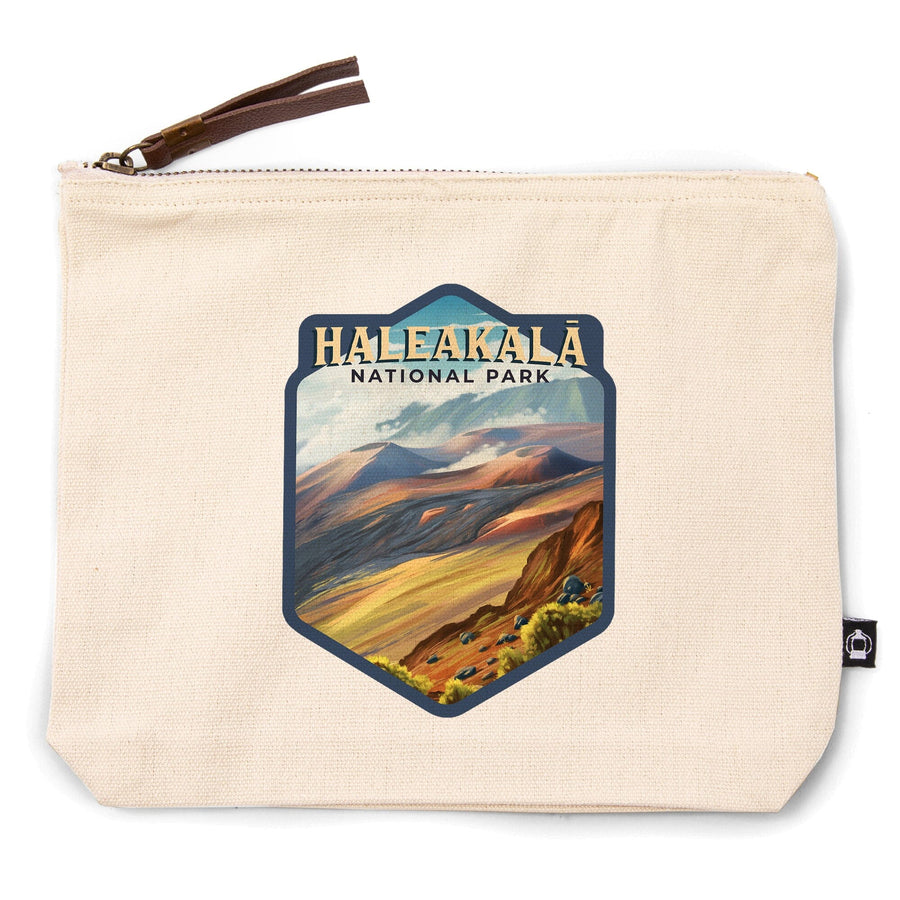 Haleakalā National Park, Hawaii, Oil Painting,, Organic Cotton Zipper Pouch, Go Bag Go Bag Lantern Press 