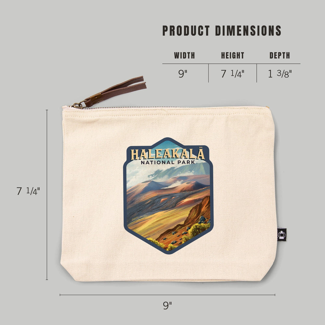 Haleakalā National Park, Hawaii, Oil Painting,, Organic Cotton Zipper Pouch, Go Bag Go Bag Lantern Press 