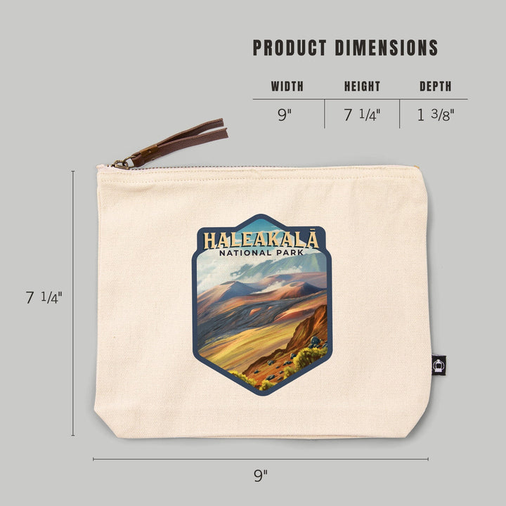 Haleakalā National Park, Hawaii, Oil Painting,, Organic Cotton Zipper Pouch, Go Bag Go Bag Lantern Press 
