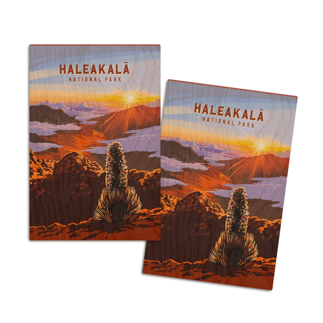 Haleakala National Park, Hawaii, Painterly National Park Series, Wood Signs and Postcards Wood Lantern Press 4x6 Wood Postcard Set 