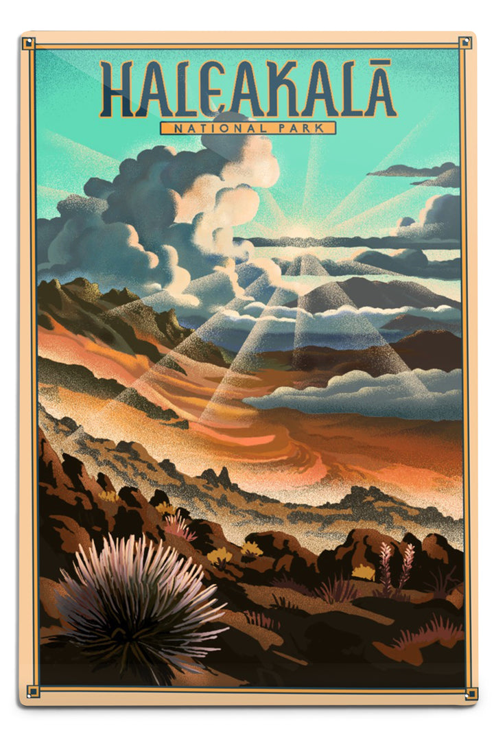 Haleakalā National Park, Lithograph National Park Series, Metal Signs Metal Lantern Press 12x18 Metal Sign 