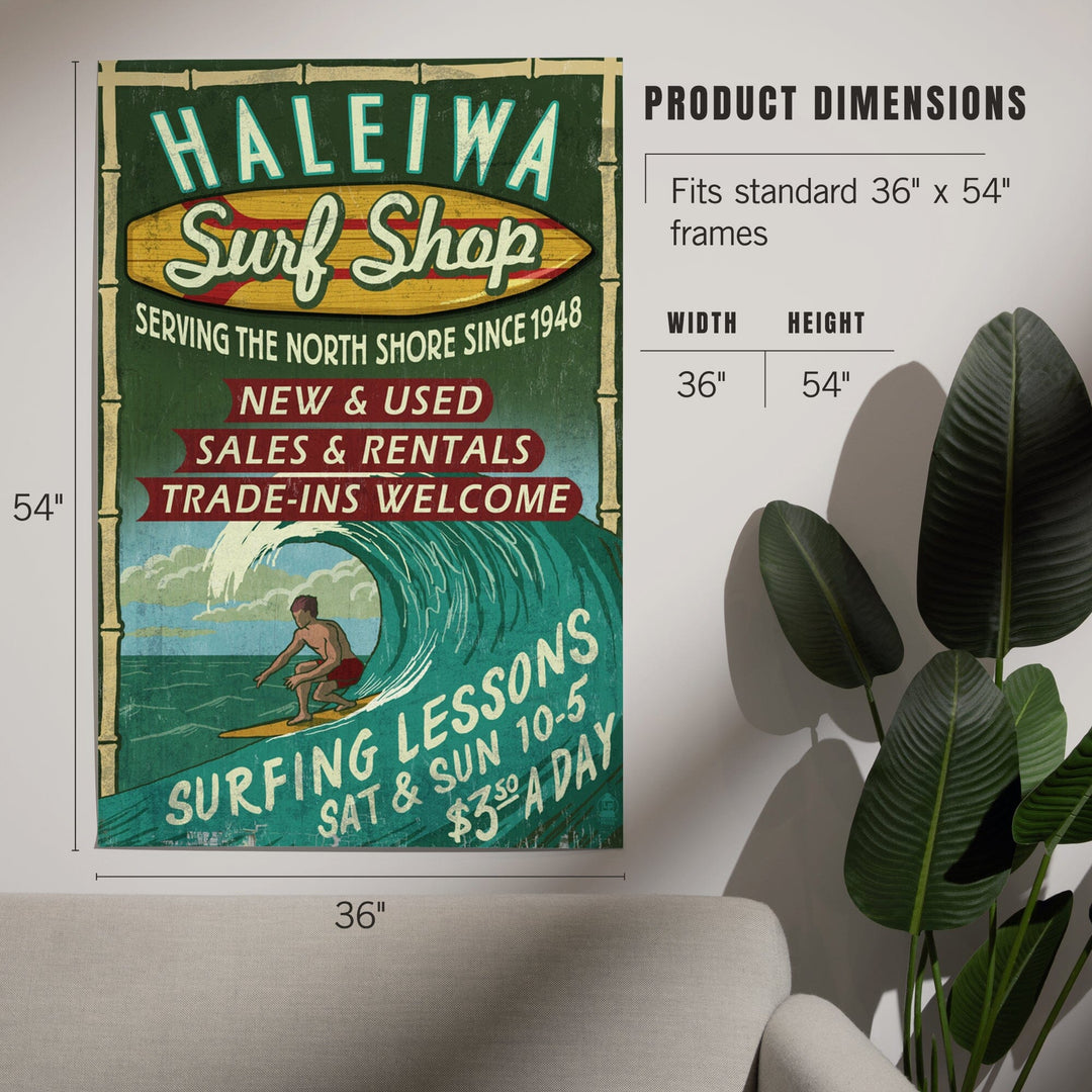 Haleiwa, Hawaii, Surf Shop Vintage Sign, Art & Giclee Prints Art Lantern Press 