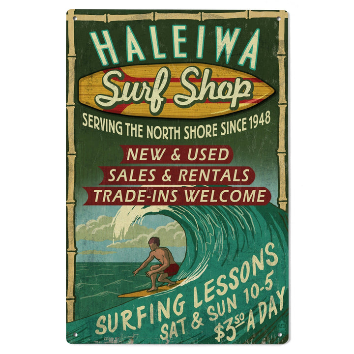 Haleiwa, Hawaii, Surf Shop Vintage Sign, Lantern Press Artwork, Wood Signs and Postcards Wood Lantern Press 
