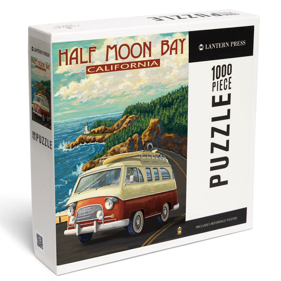 Half Moon Bay, California, Camper Van, Jigsaw Puzzle Puzzle Lantern Press 