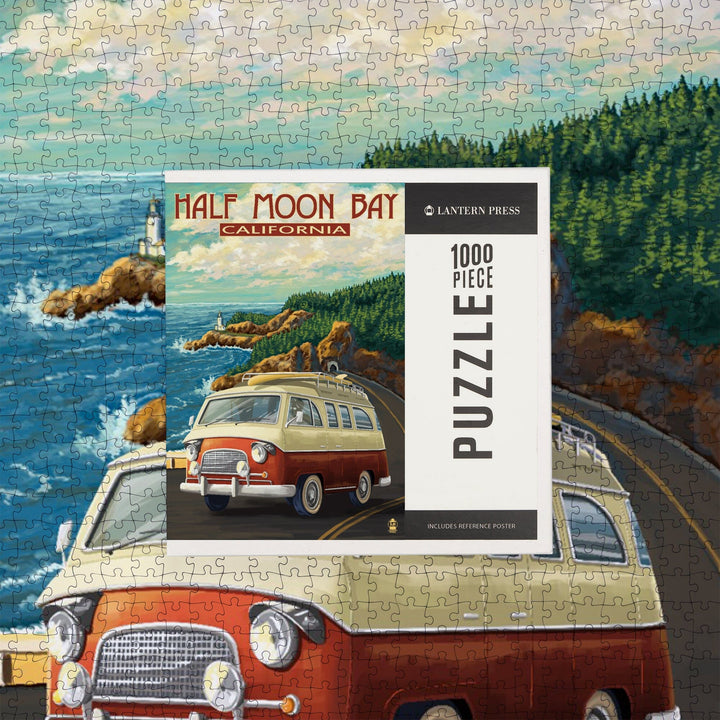 Half Moon Bay, California, Camper Van, Jigsaw Puzzle Puzzle Lantern Press 