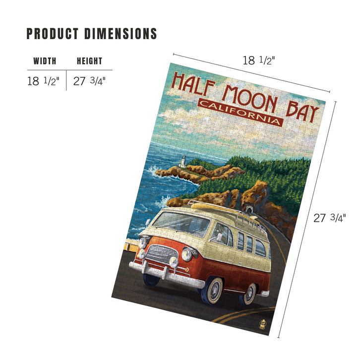 Half Moon Bay, California, Camper Van, Jigsaw Puzzle Puzzle Lantern Press 