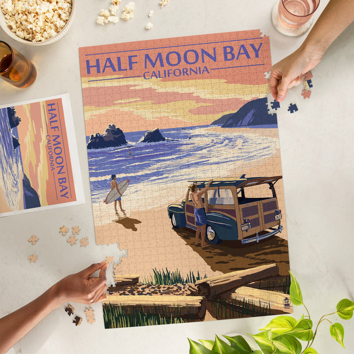 Half Moon Bay, California, Woody On The Beach, Jigsaw Puzzle Puzzle Lantern Press 