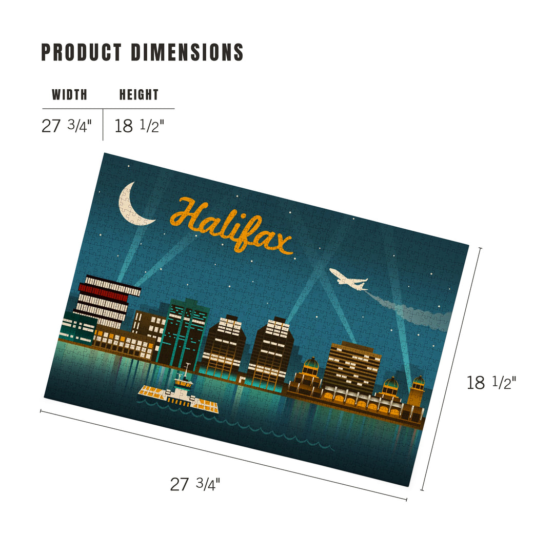 Halifax, Nova Scotia, Retro Skyline, Jigsaw Puzzle Puzzle Lantern Press 