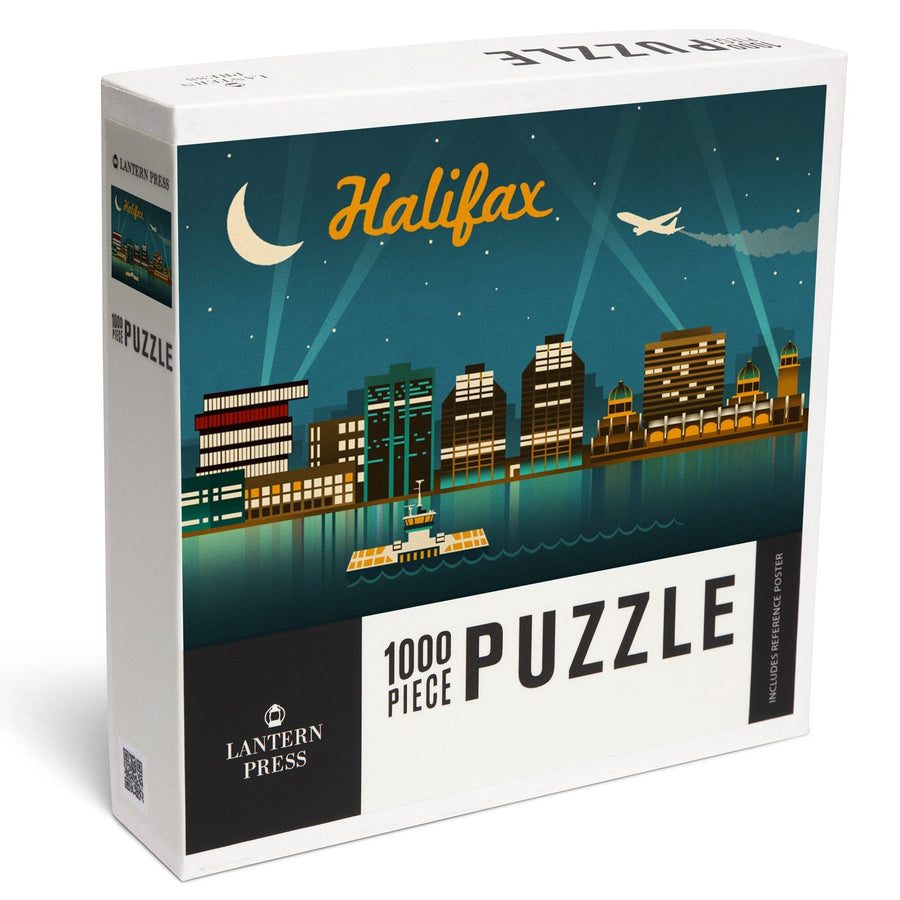 Halifax, Nova Scotia, Retro Skyline, Jigsaw Puzzle Puzzle Lantern Press 