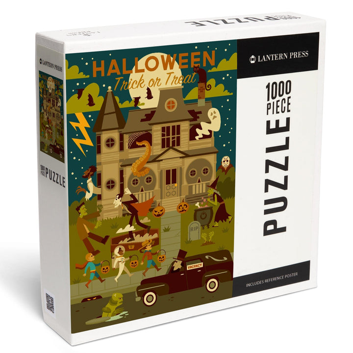 Halloween, Trick or Treat, Geometric, Jigsaw Puzzle - Lantern Press