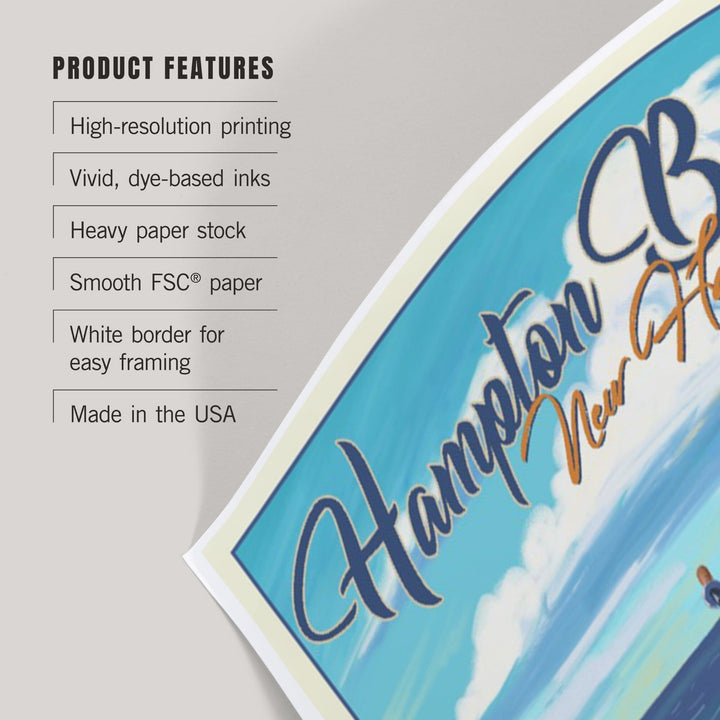 Hampton Beach, New Hampshire, Beach Cruiser and Surfboard on Beach, Art & Giclee Prints Art Lantern Press 